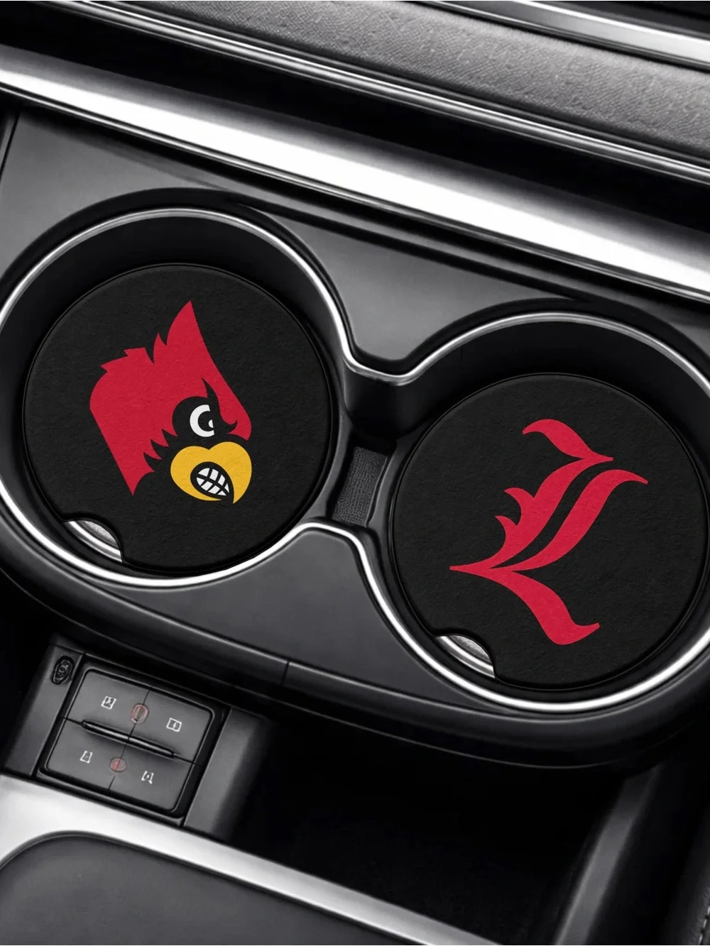 Louisville Ceramic Car Coasters - Red, Black, 2 pack